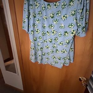 Asymmetrical floral peplum top